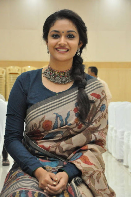 Actress Keerthy Suresh Photos In Transparent Blue Saree 23